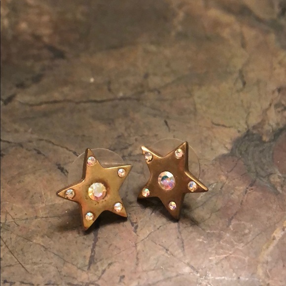 RARE Betsey Johnson rhinestone star post earrings - Picture 1 of 3
